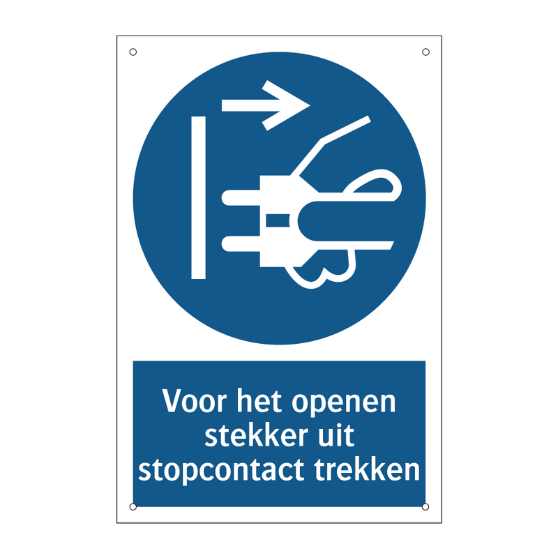 Voor het openen stekker uit stopcontact trekken & Voor het openen stekker uit stopcontact trekken