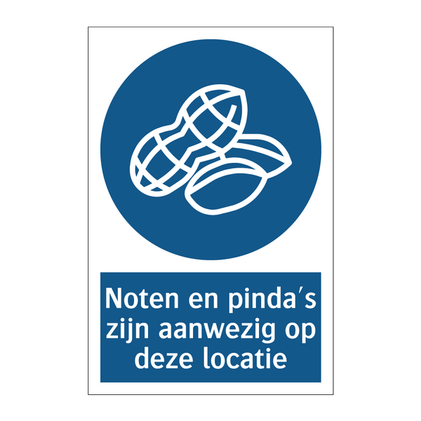 Noten en pinda's zijn aanwezig op deze locatie & Noten en pinda's zijn aanwezig op deze locatie