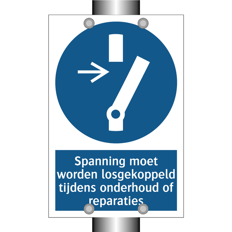 Spanning moet worden losgekoppeld tijdens onderhoud of reparaties