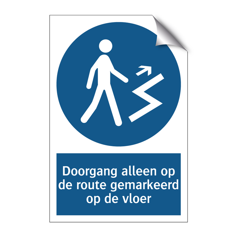 Doorgang alleen op de route gemarkeerd op de vloer