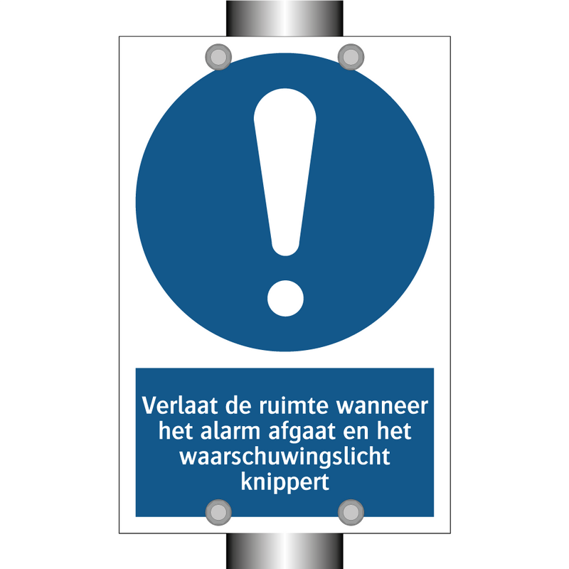 Verlaat de ruimte wanneer het alarm afgaat en het waarschuwingslicht knippert