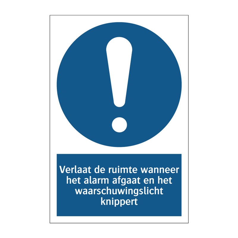 Verlaat de ruimte wanneer het alarm afgaat en het waarschuwingslicht knippert