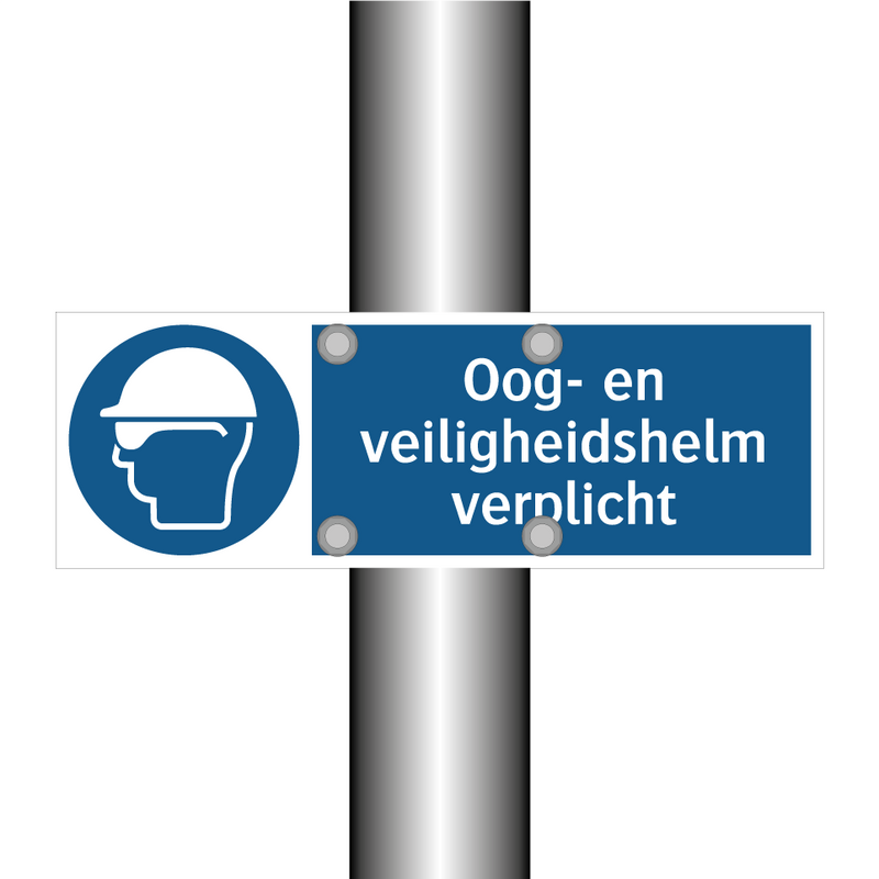 Oog- en veiligheidshelm verplicht & Oog- en veiligheidshelm verplicht