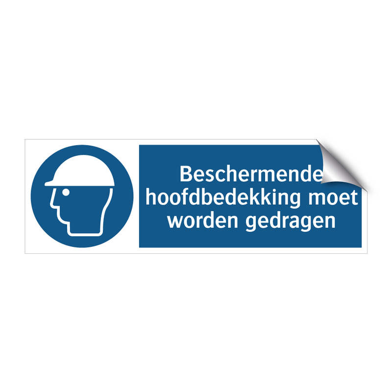 Beschermende hoofdbedekking moet worden gedragen & Beschermende hoofdbedekking moet worden gedragen