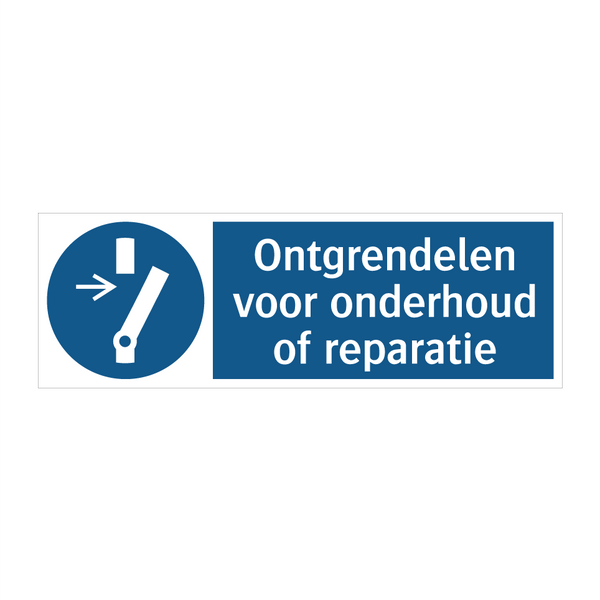 Ontgrendelen voor onderhoud of reparatie & Ontgrendelen voor onderhoud of reparatie