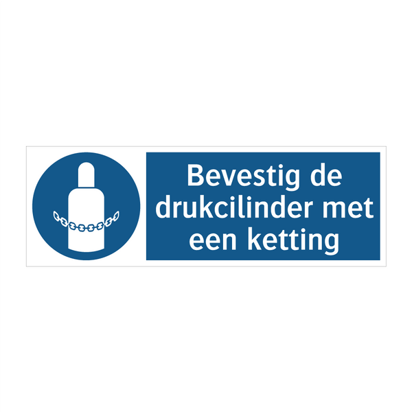 Bevestig de drukcilinder met een ketting & Bevestig de drukcilinder met een ketting