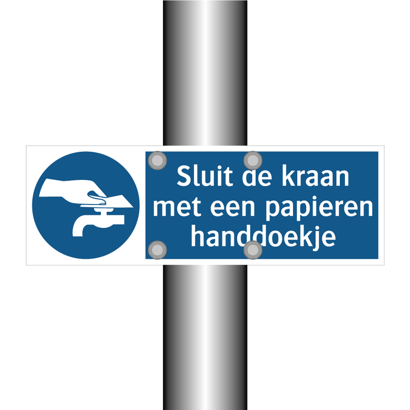 Sluit de kraan met een papieren handdoekje & Sluit de kraan met een papieren handdoekje