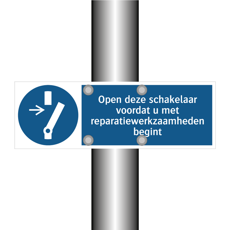 Open deze schakelaar voordat u met reparatiewerkzaamheden begint