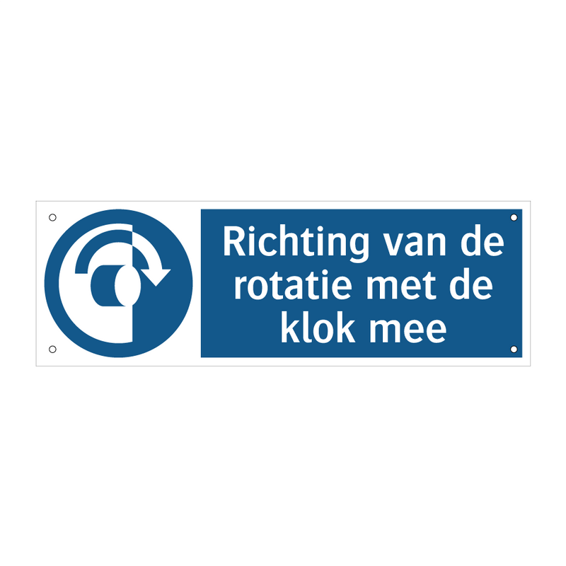 Richting van de rotatie met de klok mee & Richting van de rotatie met de klok mee