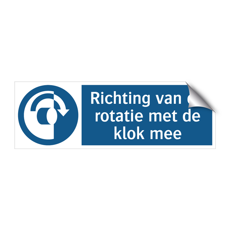 Richting van de rotatie met de klok mee & Richting van de rotatie met de klok mee