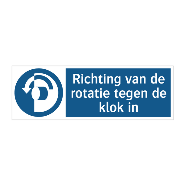 Richting van de rotatie tegen de klok in & Richting van de rotatie tegen de klok in