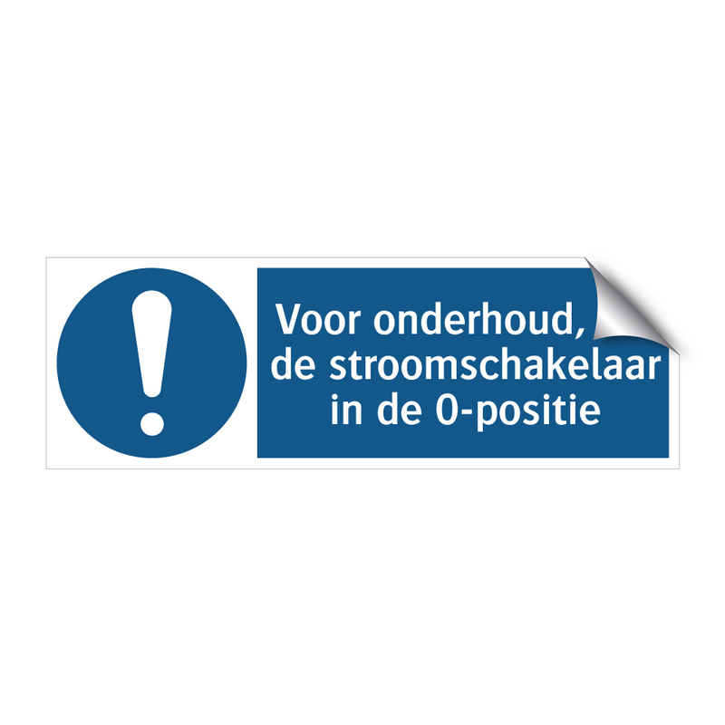 Voor onderhoud, zet de stroomschakelaar in de 0-positie