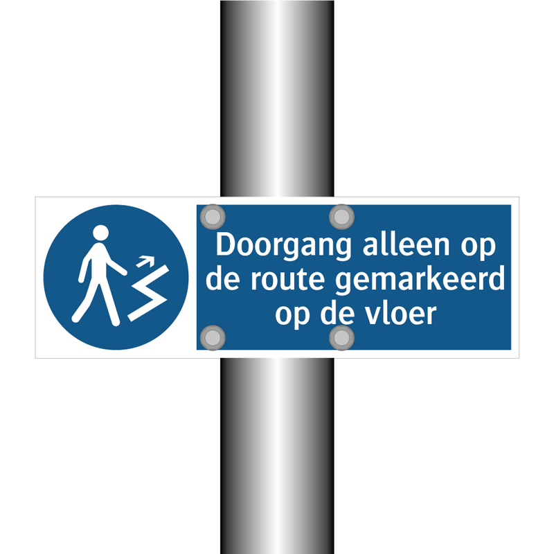 Doorgang alleen op de route gemarkeerd op de vloer