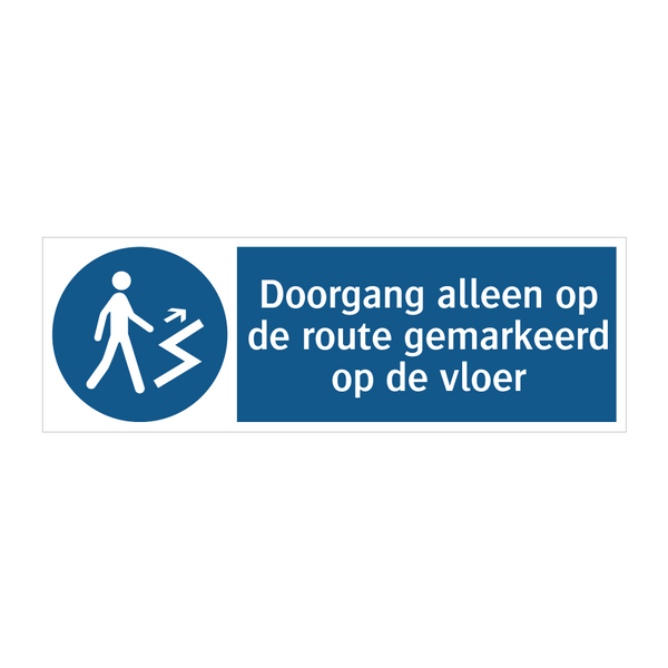 Doorgang alleen op de route gemarkeerd op de vloer