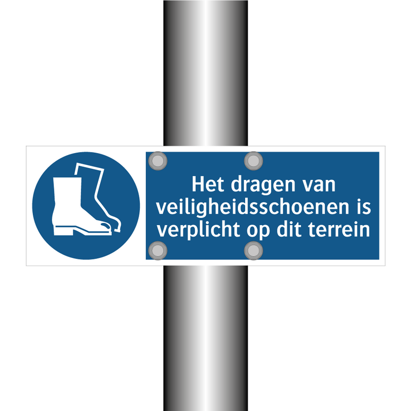 Het dragen van veiligheidsschoenen is verplicht op dit terrein