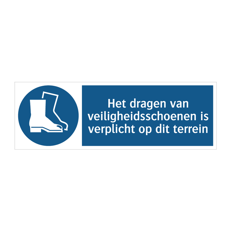 Het dragen van veiligheidsschoenen is verplicht op dit terrein