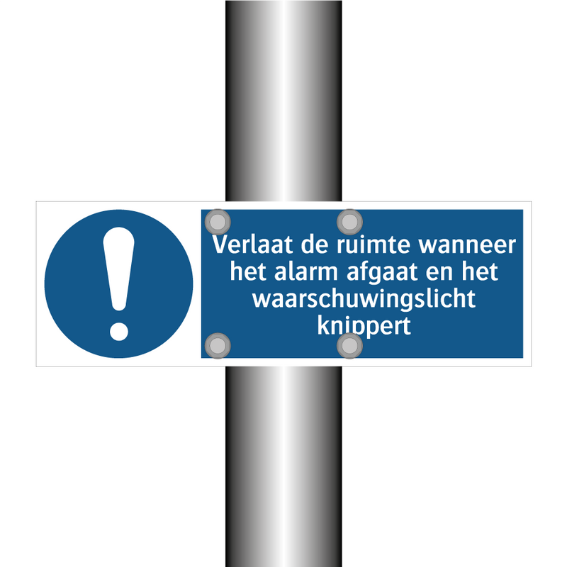 Verlaat de ruimte wanneer het alarm afgaat en het waarschuwingslicht knippert