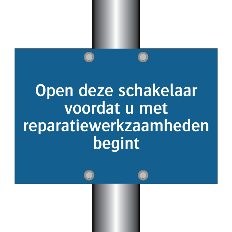 Open deze schakelaar voordat u met reparatiewerkzaamheden begint