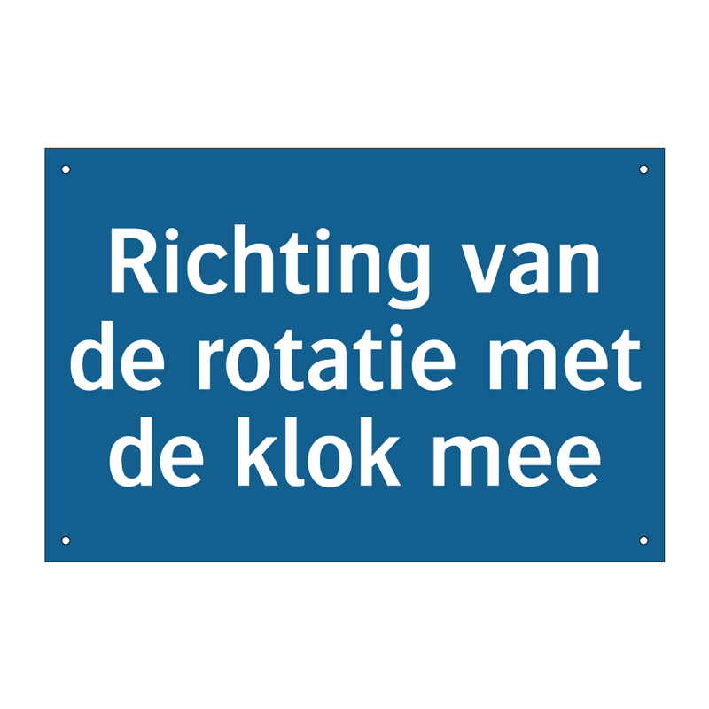 Richting van de rotatie met de klok mee & Richting van de rotatie met de klok mee