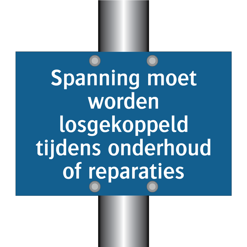 Spanning moet worden losgekoppeld tijdens onderhoud of reparaties