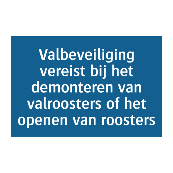 Valbeveiliging vereist bij het demonteren van valroosters of het openen van roosters