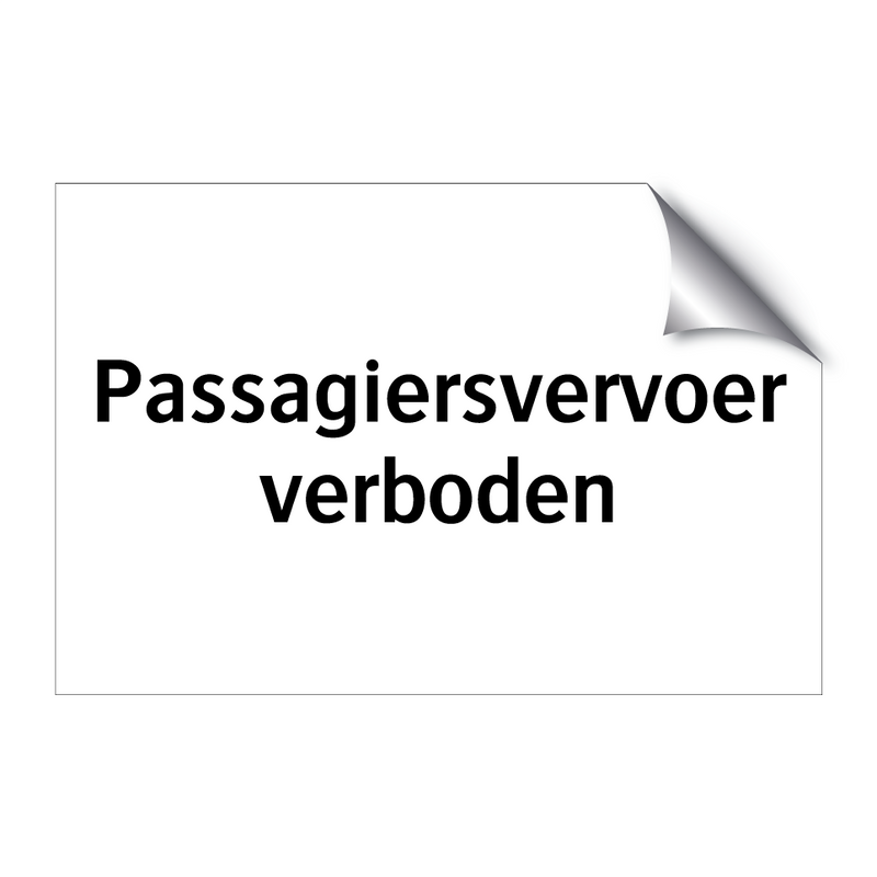 Passagiersvervoer verboden