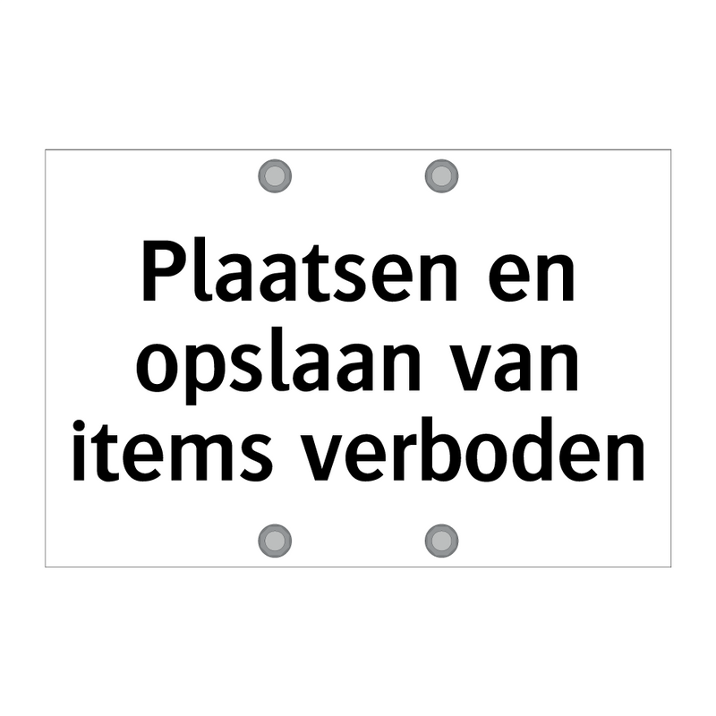 Plaatsen en opslaan van items verboden