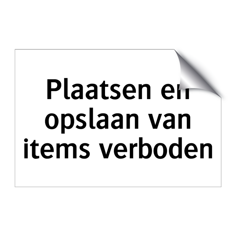 Plaatsen en opslaan van items verboden