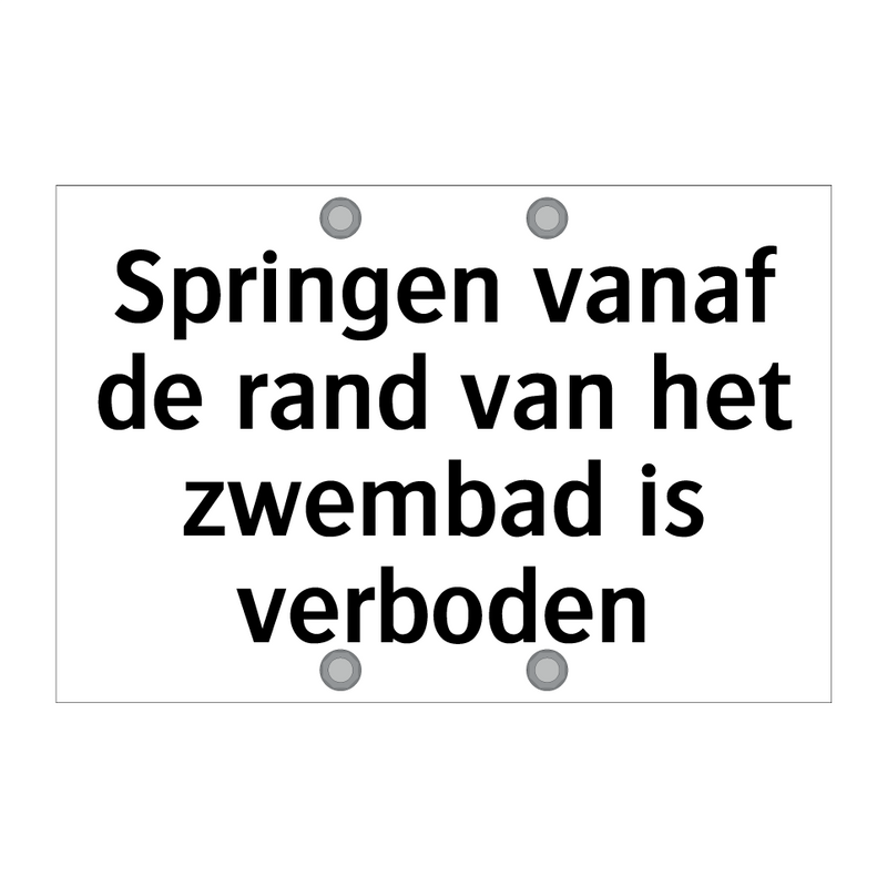 Springen vanaf de rand van het zwembad is verboden