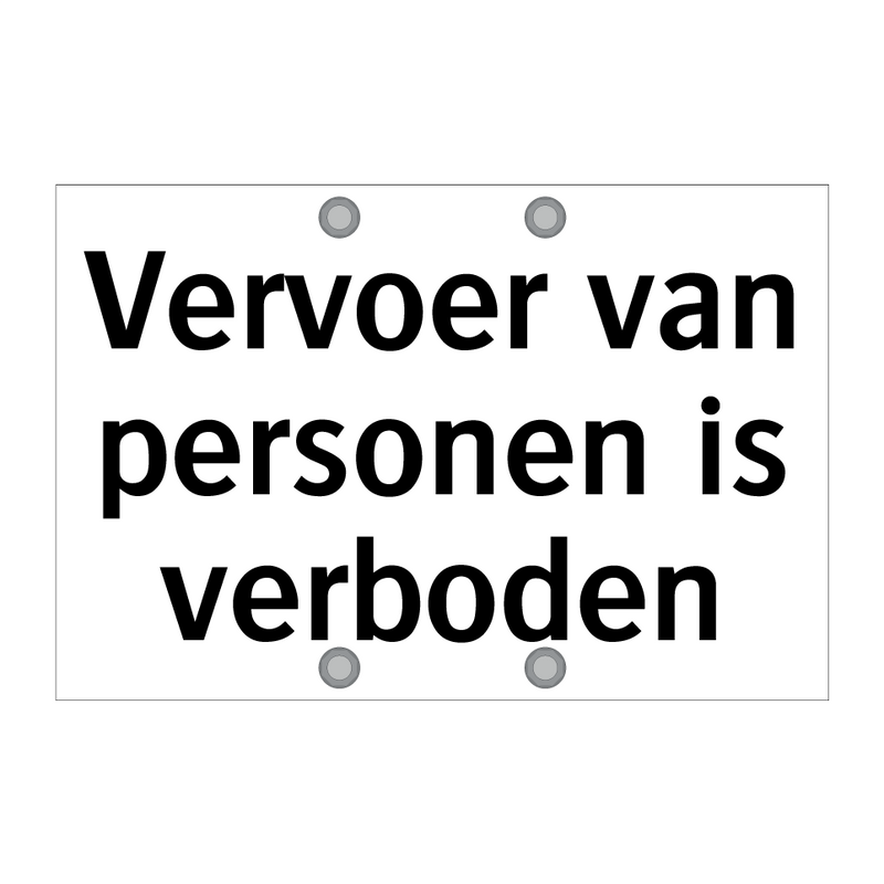 Vervoer van personen is verboden