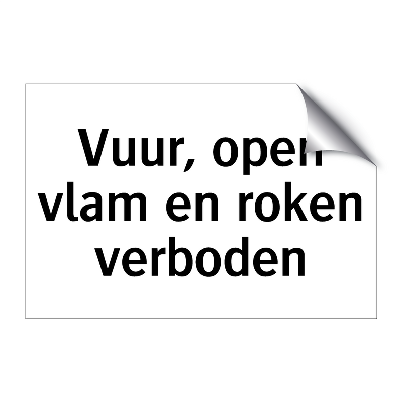 Vuur, open vlam en roken verboden