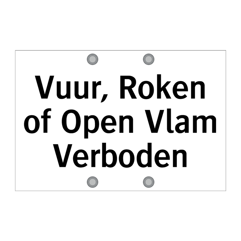 Vuur, Roken of Open Vlam Verboden