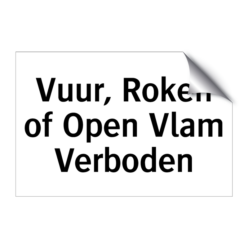 Vuur, Roken of Open Vlam Verboden