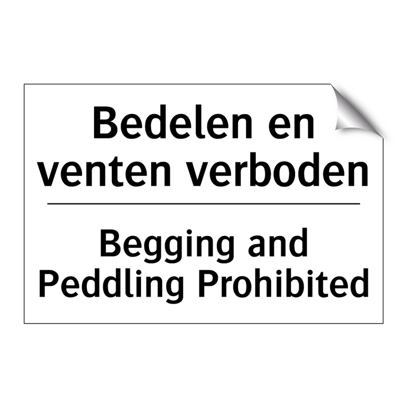 Bedelen en venten verboden - Begging and Peddling Prohibited/.../