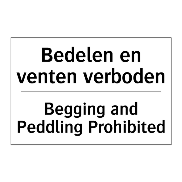 Bedelen en venten verboden - Begging and Peddling Prohibited/.../