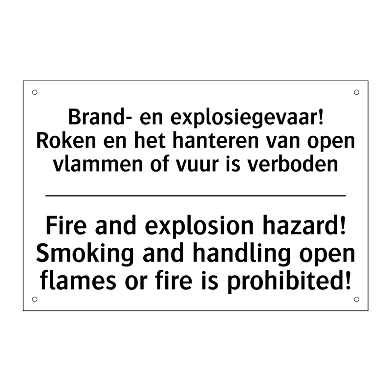 Brand- en explosiegevaar! Roken /.../ - Fire and explosion hazard! Smoking /.../