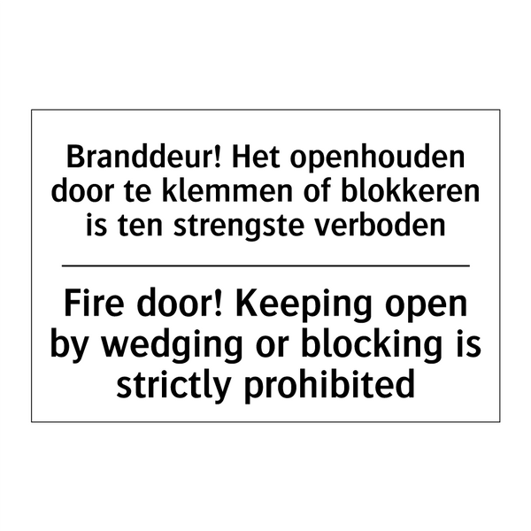 Branddeur! Het openhouden door /.../ - Fire door! Keeping open by wedging /.../