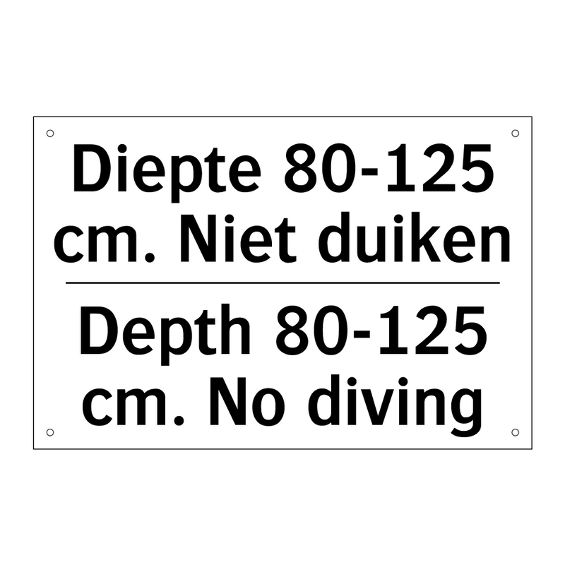 Diepte 80-125 cm. Niet duiken - Depth 80-125 cm. No diving