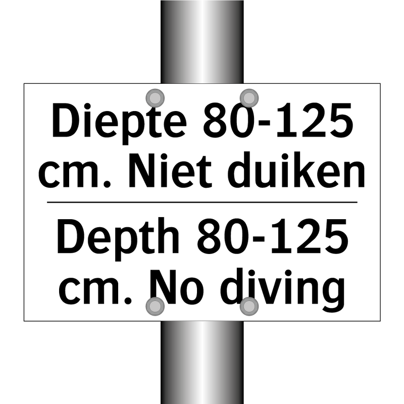 Diepte 80-125 cm. Niet duiken - Depth 80-125 cm. No diving