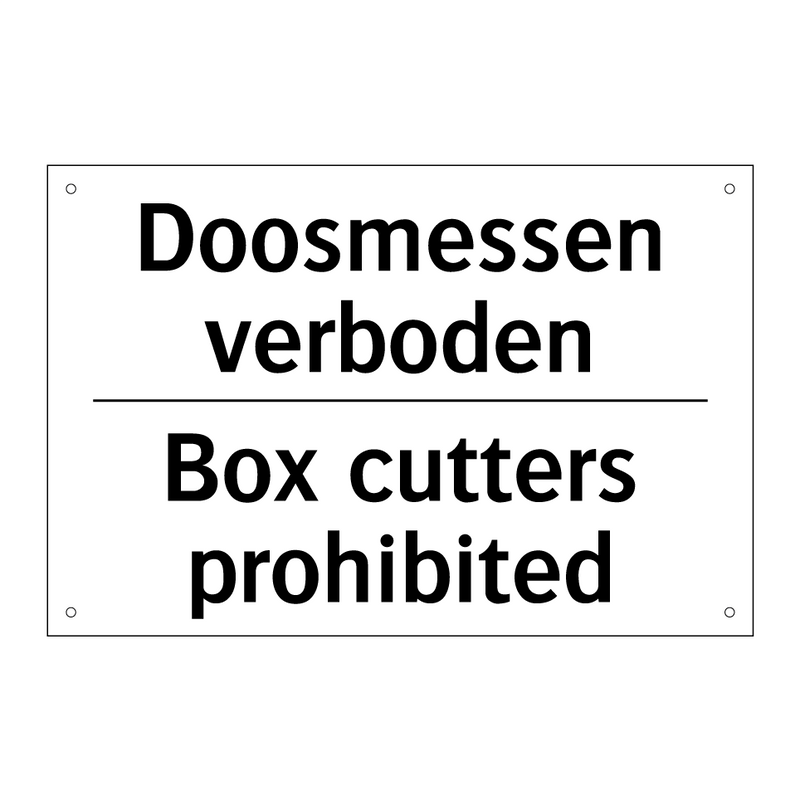 Doosmessen verboden - Box cutters prohibited