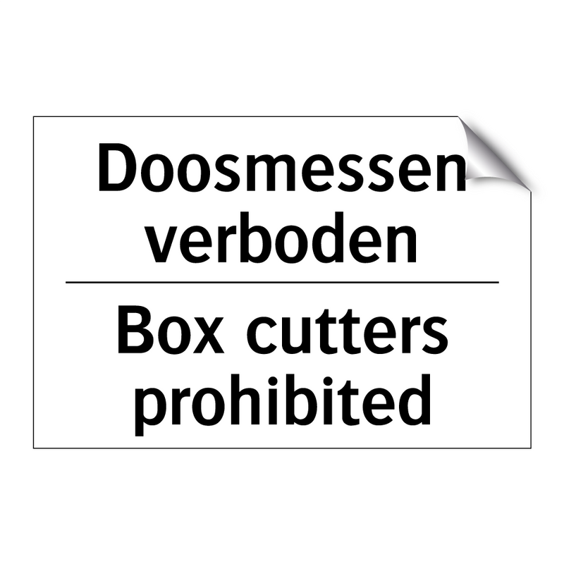 Doosmessen verboden - Box cutters prohibited