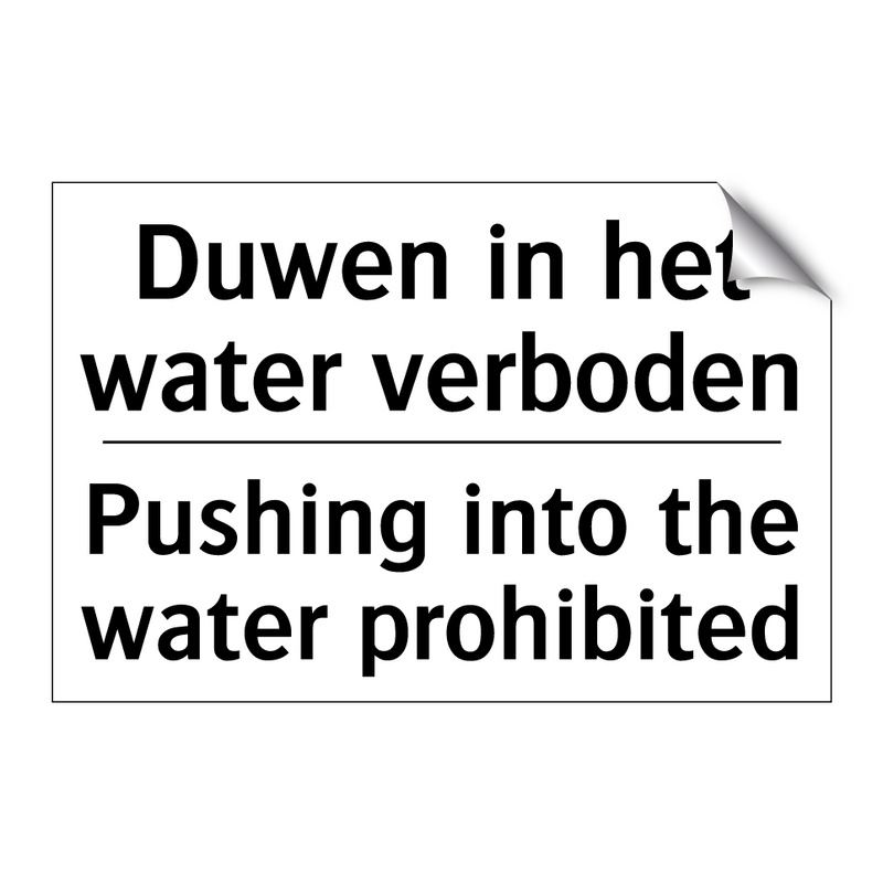 Duwen in het water verboden - Pushing into the water prohibited/.../