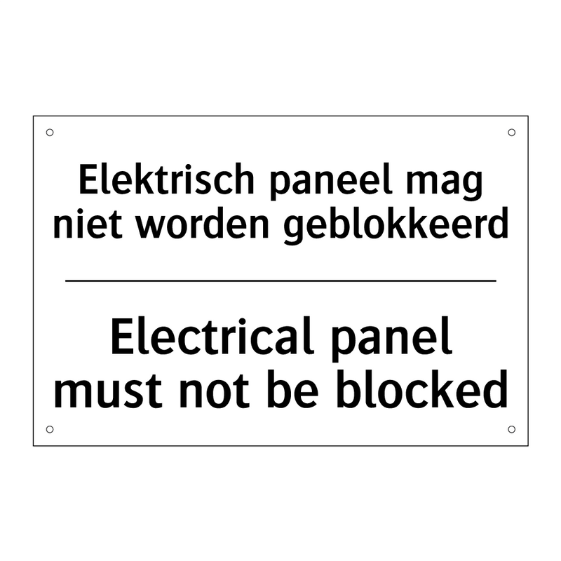 Elektrisch paneel mag niet worden /.../ - Electrical panel must not be blocked/.../