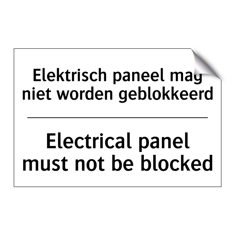 Elektrisch paneel mag niet worden /.../ - Electrical panel must not be blocked/.../