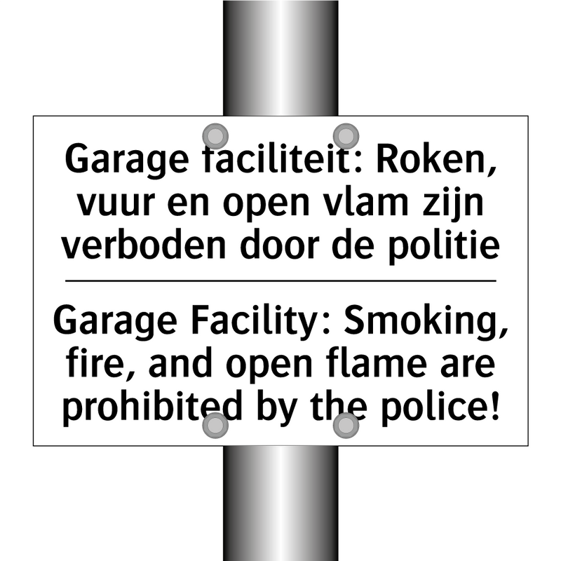 Garage faciliteit: Roken, vuur /.../ - Garage Facility: Smoking, fire, /.../