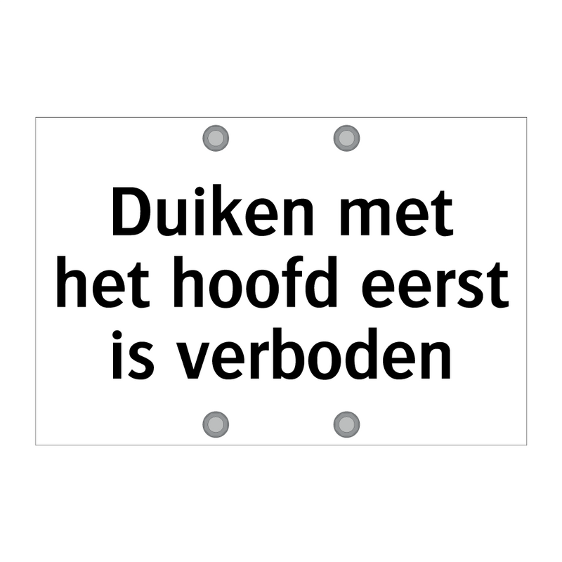 Duiken met het hoofd eerst is verboden