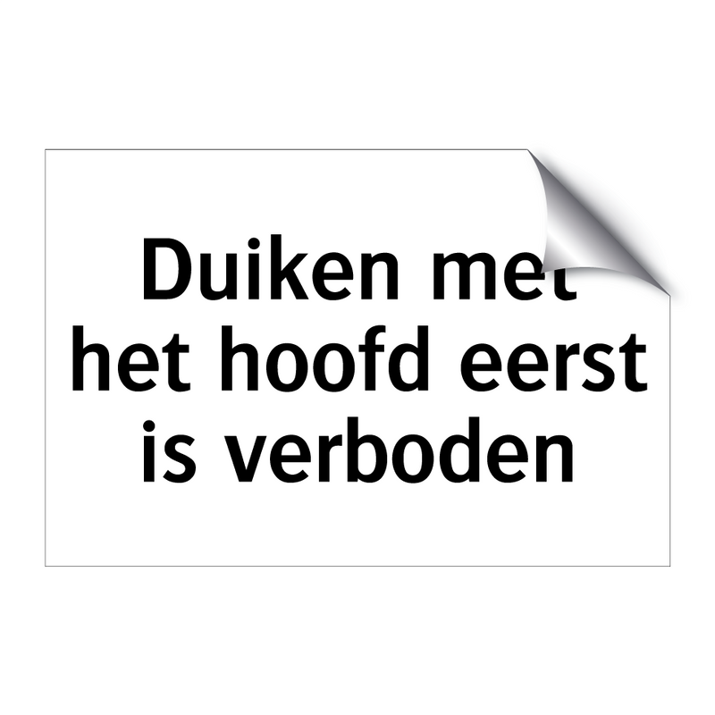 Duiken met het hoofd eerst is verboden