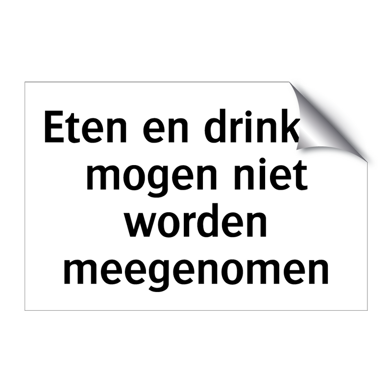 Eten en drinken mogen niet worden meegenomen