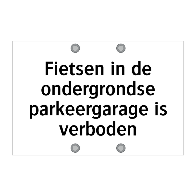 Fietsen in de ondergrondse parkeergarage is verboden