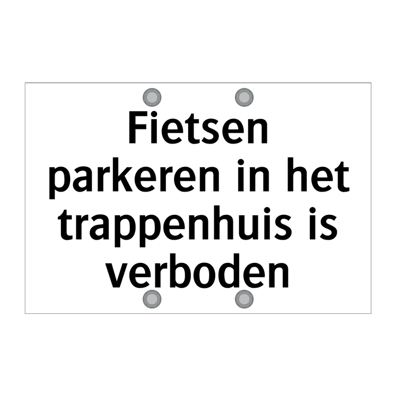 Fietsen parkeren in het trappenhuis is verboden